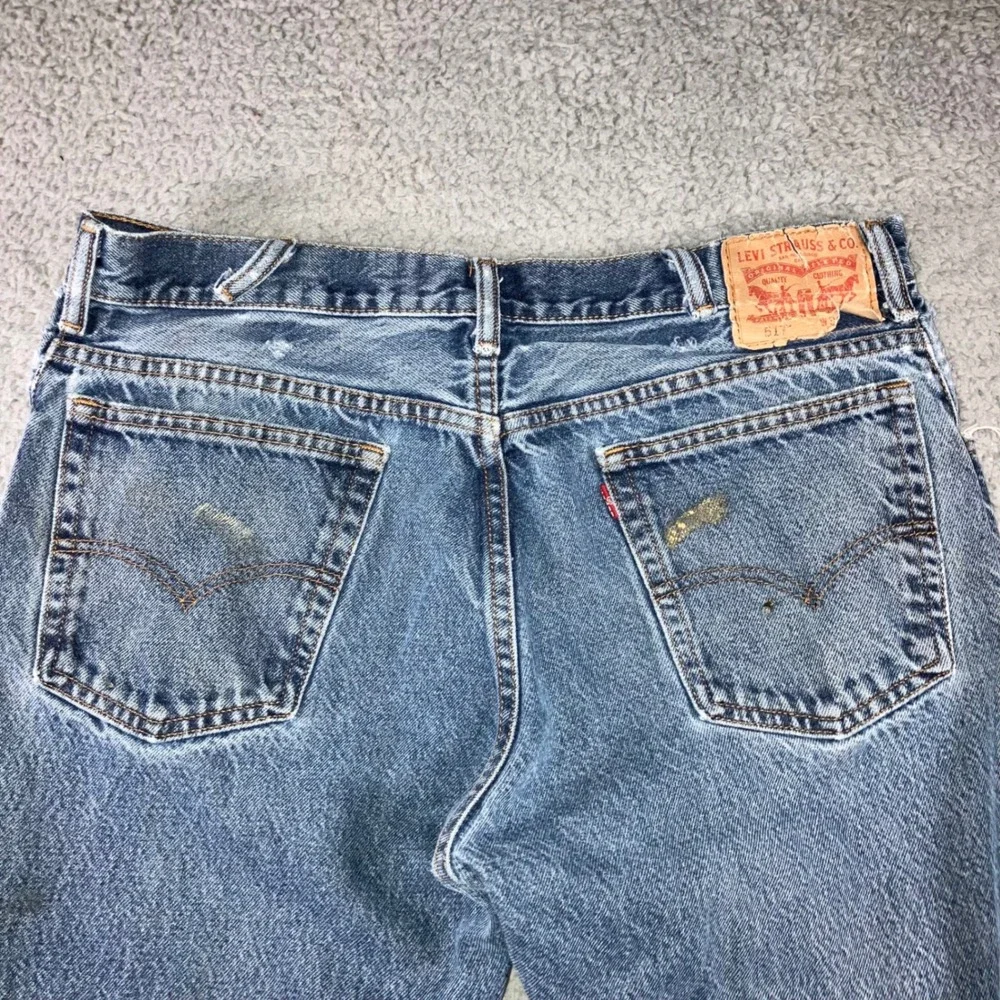 Vtg Levi's 517 Bootcut Jeans Mens 36x32 Blue Distressed Thrashed Punk Grunge Y2K